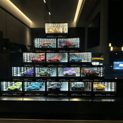 2026 New Car Model Display Box with Deep Mirror 3D Visual LED Sound Control Light Car Model Collection Box