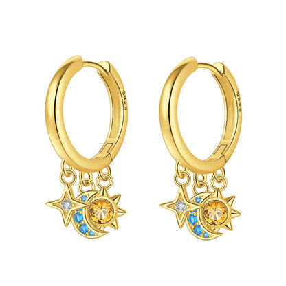 Original 925 Sterling Silver Planet Starlight Earrings Fashion 18K Gold Hoop Earring for Women Piercing Jewelry Aretes Gifts