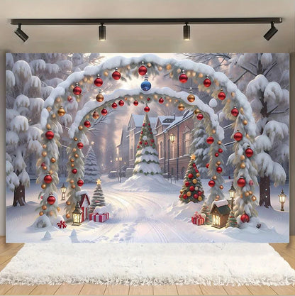 Christmas Glitter Photography Backdrop Street Xmas Gifts Pine Tree Family Portrait Festival Party Studio Photo Background Banner