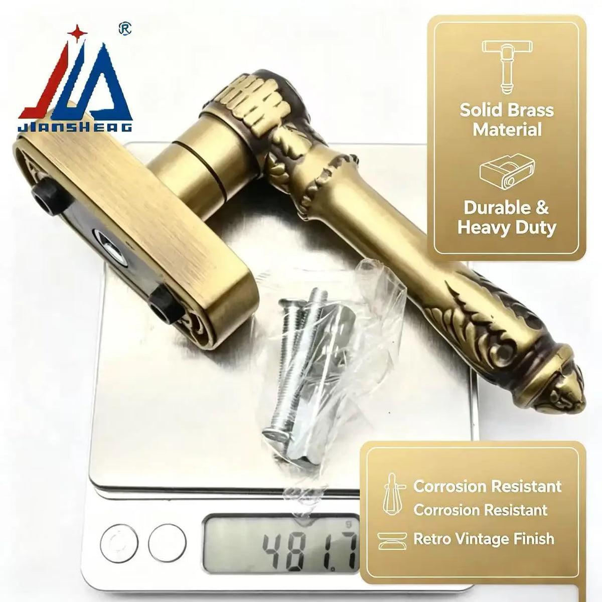 Premium Solid Brass Casement Window Handle, Vintage Bronze Lever for Aluminum Window, Replacement Hardware