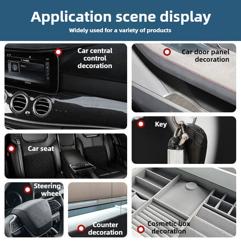 Elasticity Self Adhesive Suede Fabric By Half A Meter for Car Cushion Sofa Chair Repair Patch Jewelry Box DIY Sewing Cloth Black