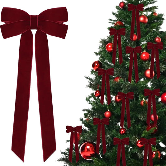 10pcs Velvet Valentine's Day Bows Festive Ribbon Gift Bows for Holiday Wreaths, Decorations Rustic Crafts DIY Hanging Ornaments