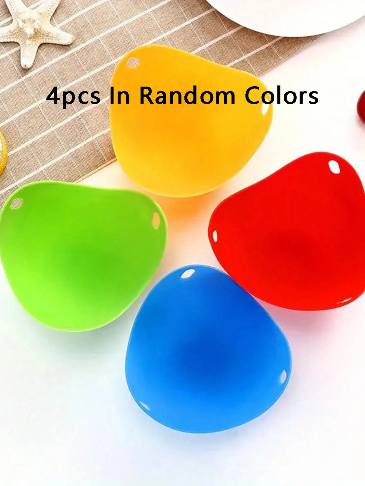 4pcs In Random Colors Egg Boiler Mold Cup, Silicone Egg Poachers, Poached Egg Cups For Microwave Air Fryer Stovetop Egg Cooking
