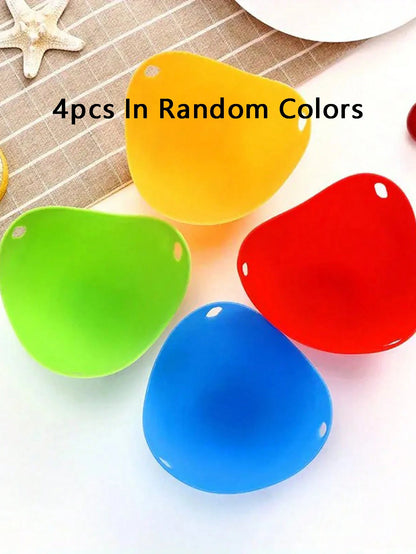 4pcs In Random Colors Egg Boiler Mold Cup, Silicone Egg Poachers, Poached Egg Cups For Microwave Air Fryer Stovetop Egg Cooking
