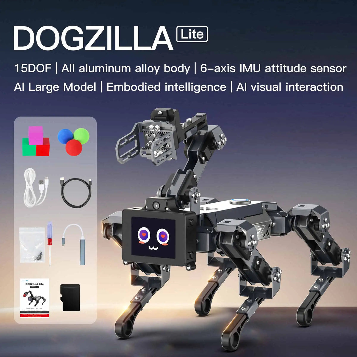 DOGZILLA-Lite Quadruped Bionic Robot Dog AI Vision Large Model Intelligent Programming Electronic Kit for Raspberry Pi