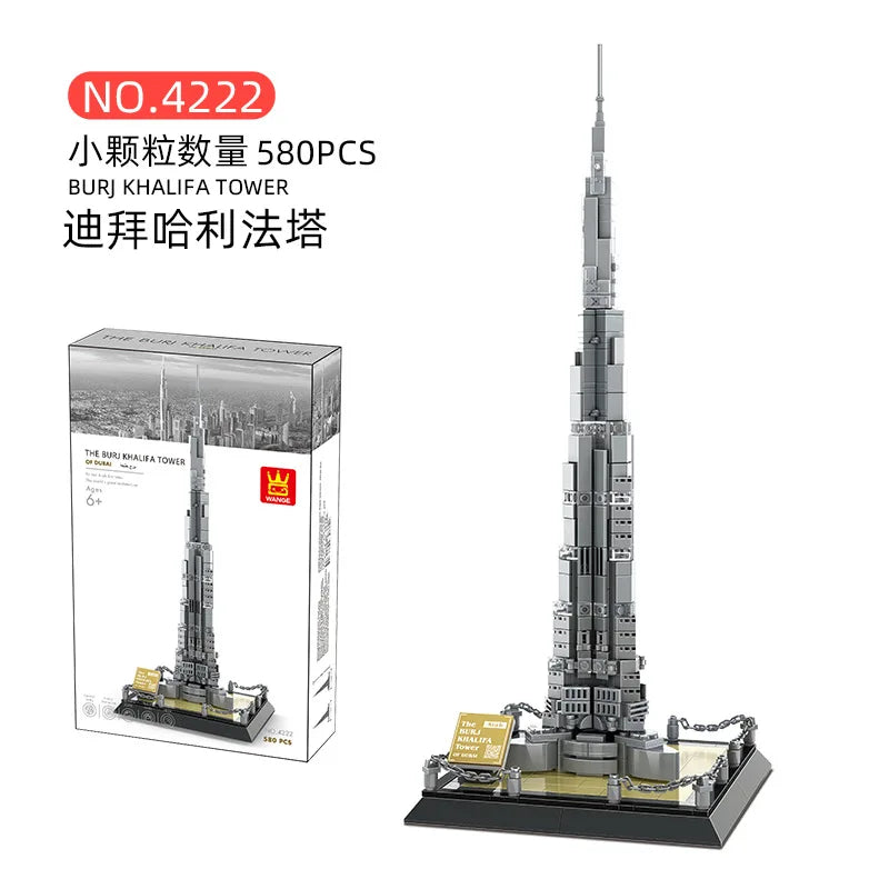 WANGE City Architecture Sydney Opera Santorini Building Blocks Chamartin Stadium Mosque Assembled Model Collection Toys For Gift