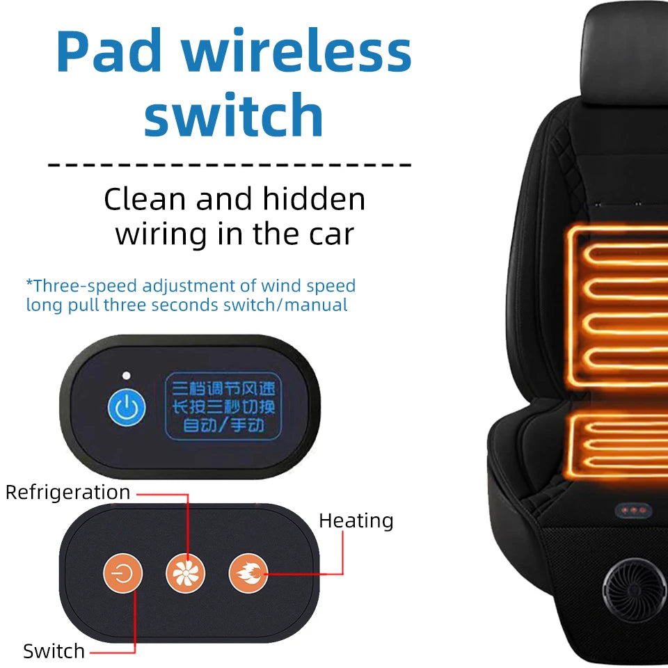 2In1 Car Seat Cover Heating Cooling Seat Cushion 12V Winter Heating Warmer＆Summer Cooling Ventilation Seat Automotive Interior