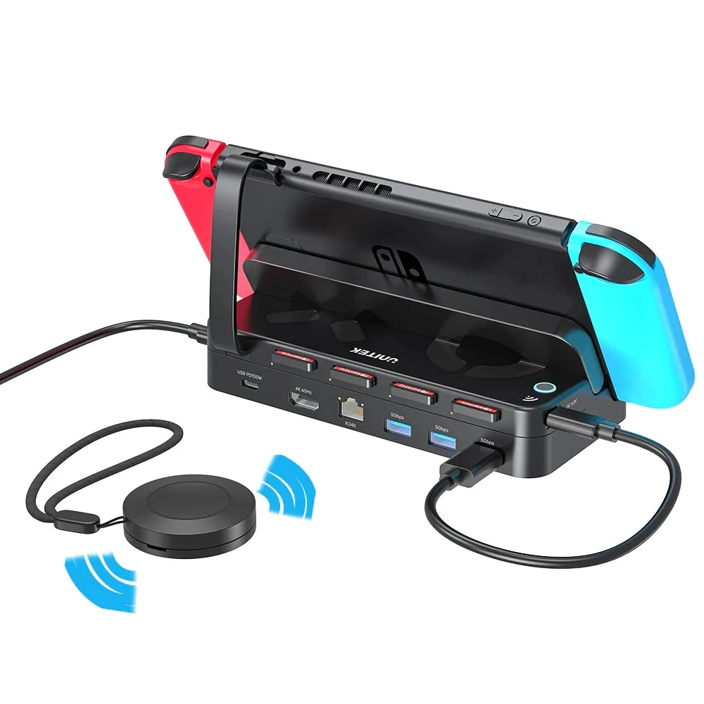 G1002G Switch Docking Station with 4K HDMI Gigabit Ethernet USB HUB PD100W Charging 4-in-1 Game Card Reader for Nintendo Switch