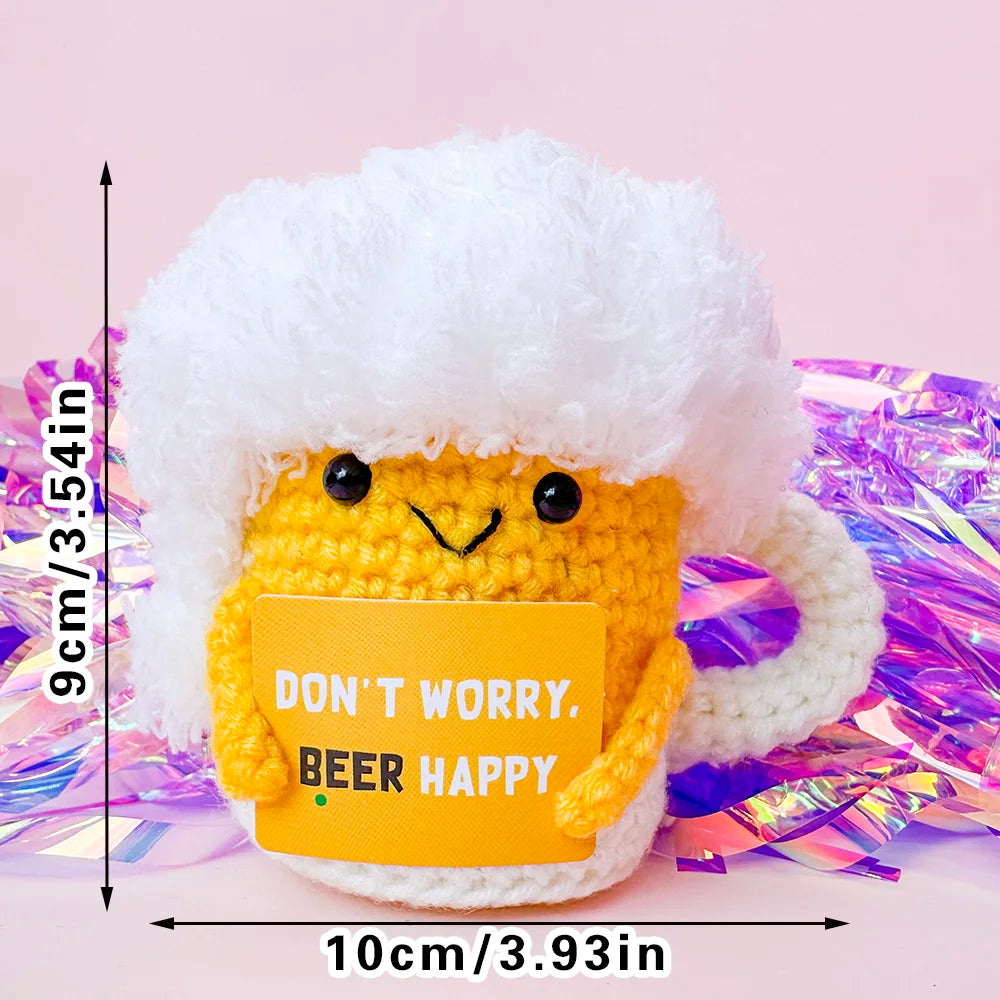 Positive Crochet Handmade Amigurumi Doll Emotional Support Pocket Hug Knit Plant Flower Encouragement Gift for Friends Coworker