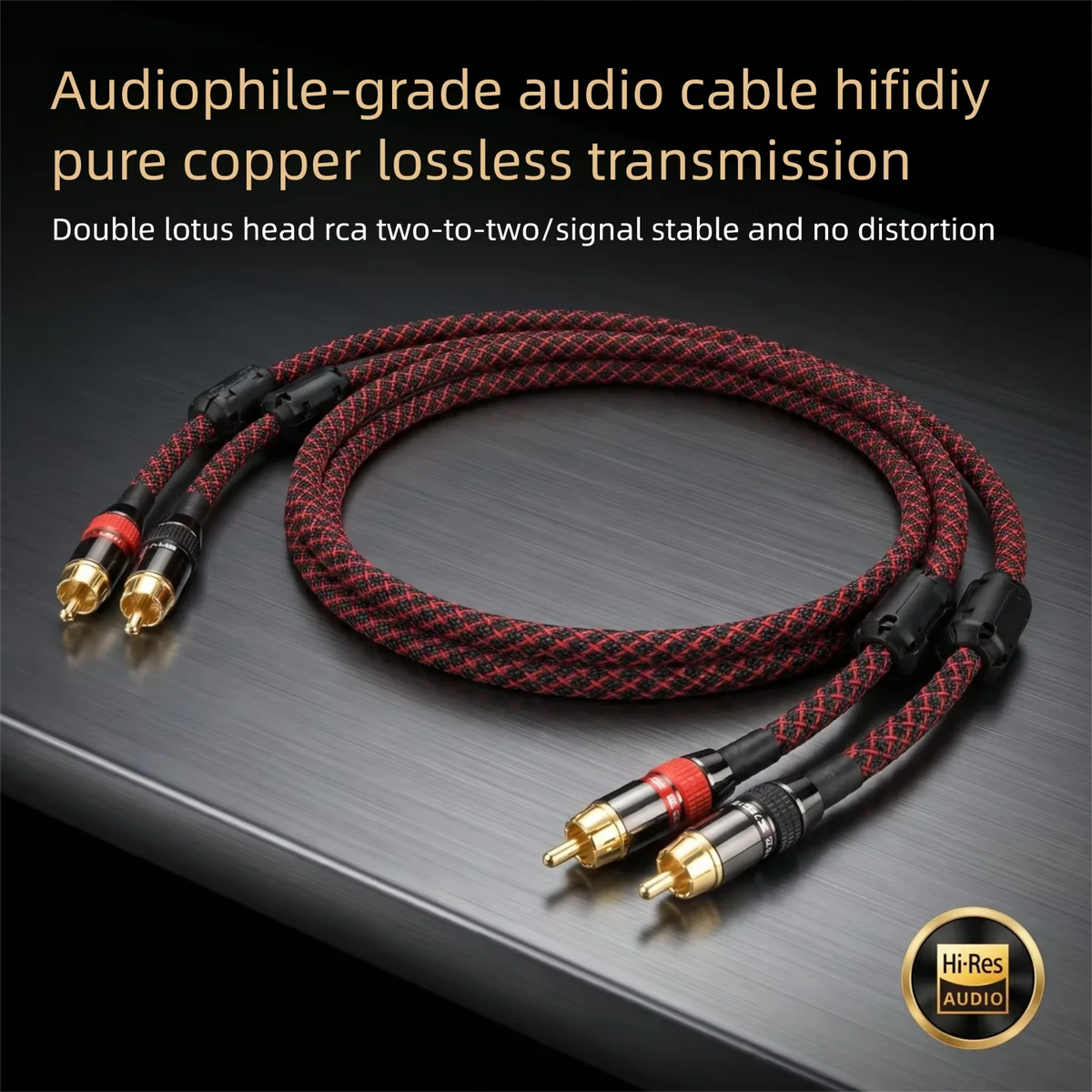 Hi-Fi RCA Cable High Quality 4N OFC HIFI 2RCA-2RCA Male to Male Audio Cable Main Core Independent Shielding One Pair