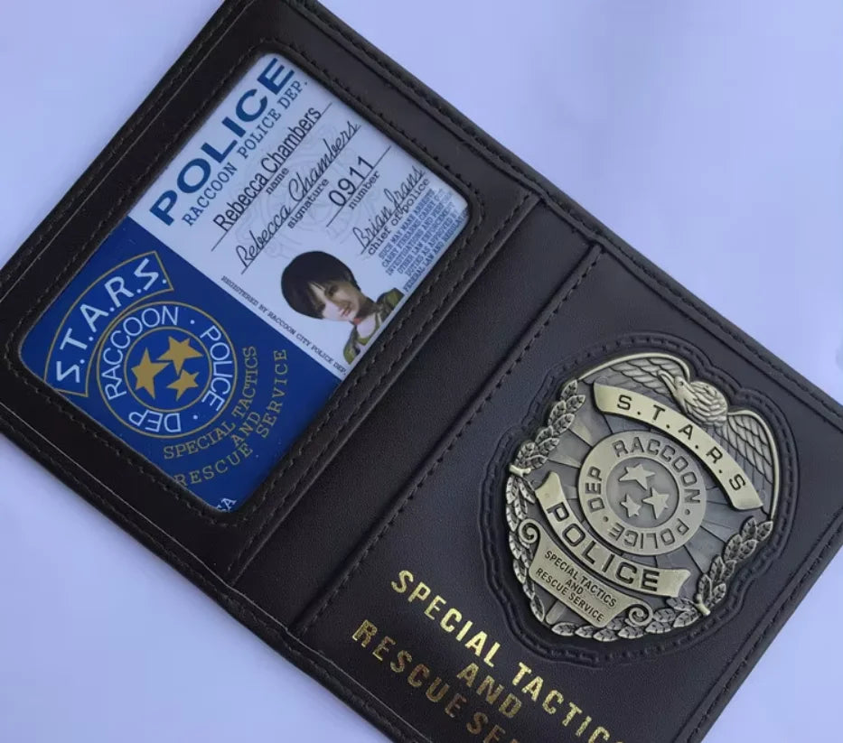 Resident Evil Leon Chris Jill Ada Rebecca Metal Badge ID S.T.A.R.S. Police Badge Case With Customizable Cosplay Accessories