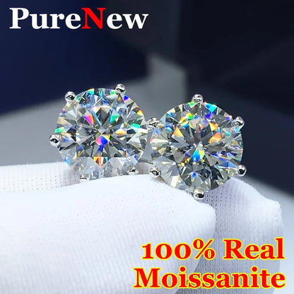 Premium 0.5-3ct Moissanite Diamond Stud Earrings for Women Original 925 Sterling Silver Screw Back Women Moissanite Earring