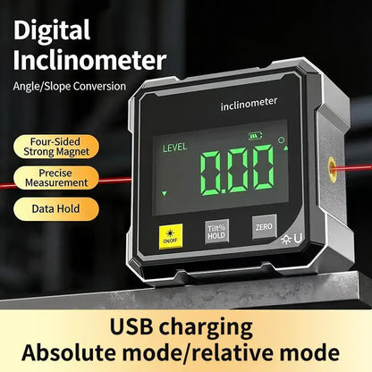 New·Accurate Measurement Level Four Sided Magnetic Suction Double-sided Laser Tilt Angle Box Slope Electronic Angle Ruler