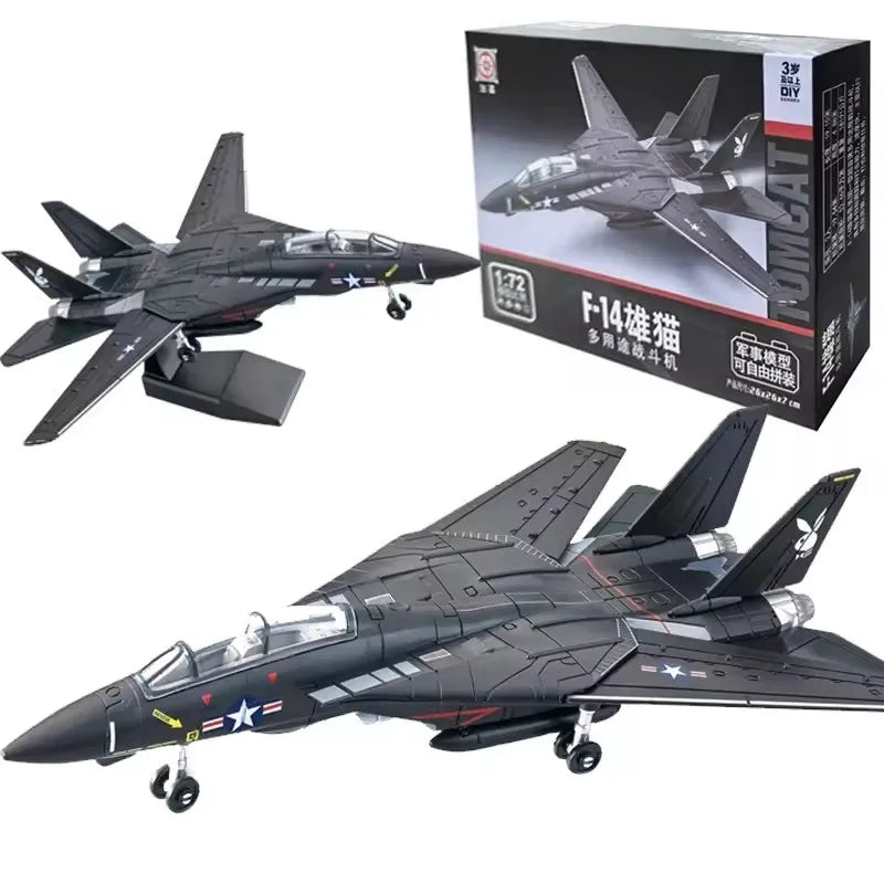 1:72 Scale F-14 Tomcat Fighter Jet Quick Build Model Kit Plastic Millitary F14 Airplane Assembly Aircraft Model with Stand Gift