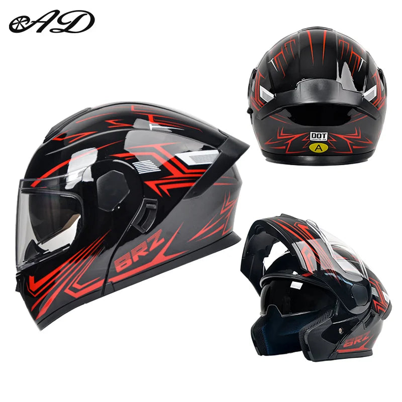 Dot Certified Ad Factory Open Face Motorcycle Helmet with Dual Visor Crash-Resistant Abs Motocross Riding Motorcycle Helmets