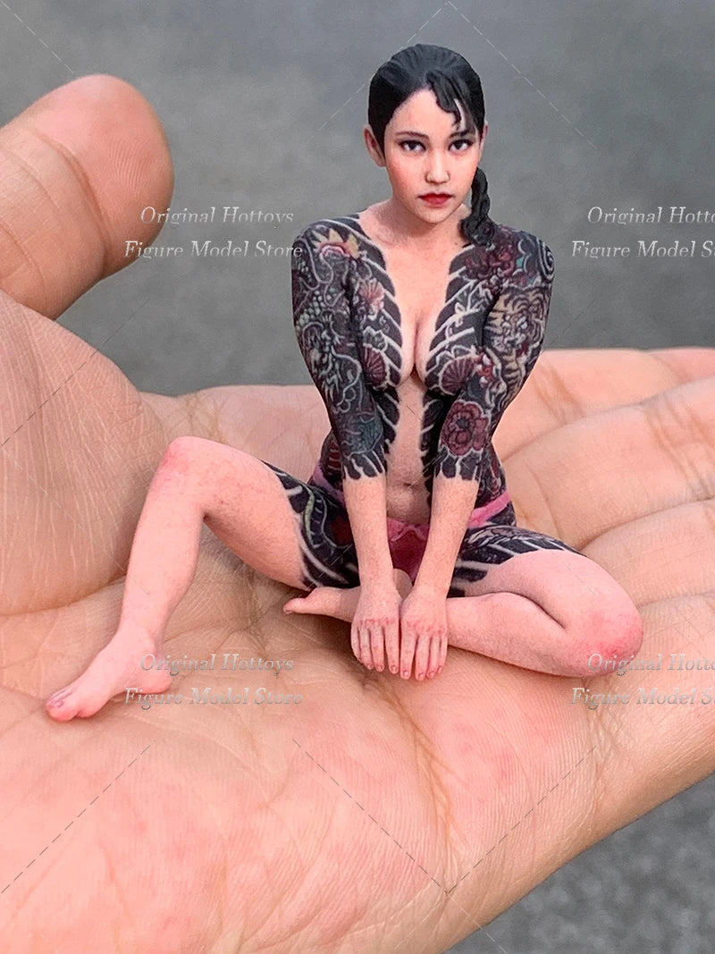 1/16 Scale Female Soldier Cool Girl Tattoo Beauty Mini Realistic Sculpture Full Set About 6.09cm Action Figure Model Gifts