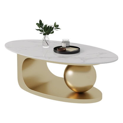 European Luxury Coffee Table Oval Modern Glam Premium Coffee Table Living Room Aesthetic Table Basse Design Home Furniture