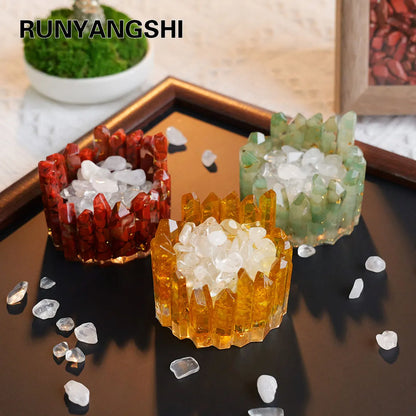 1PC Natural Crystal Energy Generator degaussing Bowl Reiki Healing Chakra Resin Meditation Point Room Decor For Mother Day Gift
