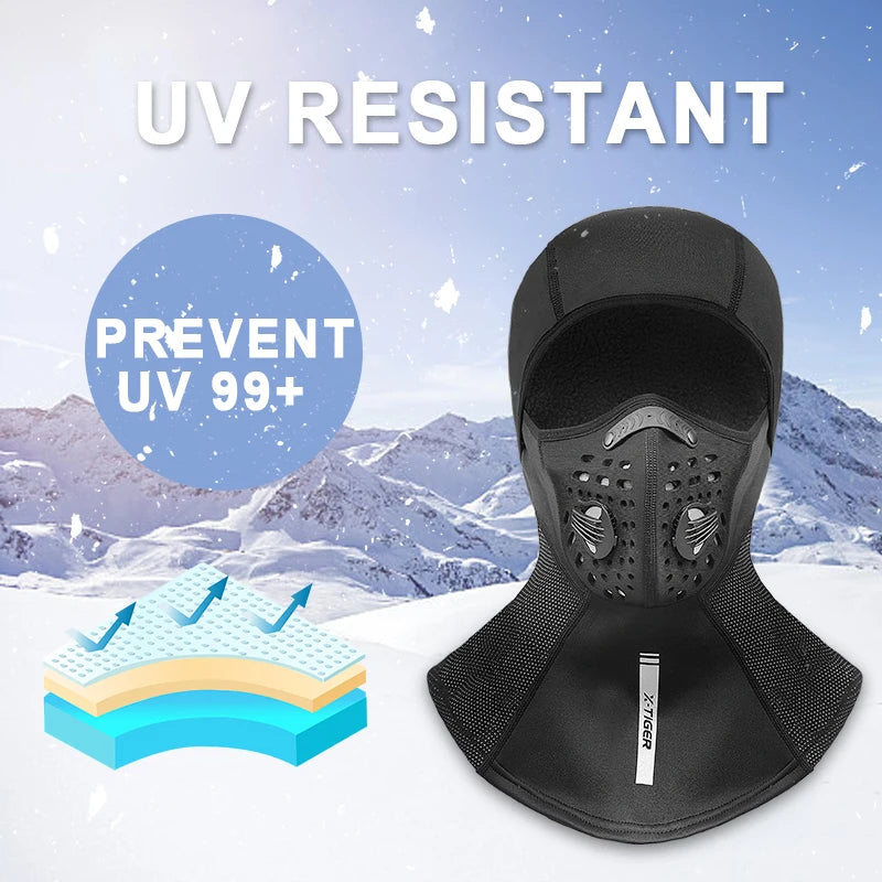 X-TIGER Winter Motorcycle Balaclava Mask Windproof Warm Cycling Scarf Mask with Filter Mask Full Face Ski MBT Cycling Headwear