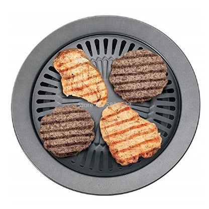 Korean Portable Outdoor Smokeless BBQ Grill Pan - Household Gas Stove Top Roasting Cooking Tool Set for Healthy Cooking