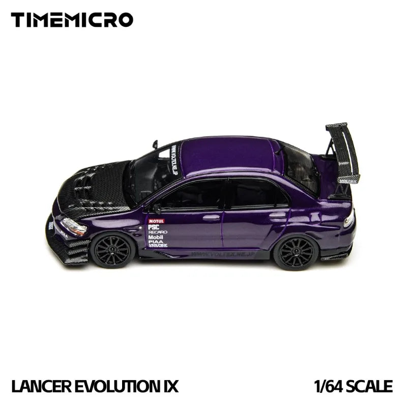 Time Micro 1:64 Mitsubishi EVO 9 LANCER EVOLUTION IX Simulation Static Alloy Car Model, Boys' Toy Collection Decoration Item.
