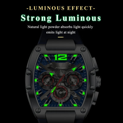 POEDAGAR Luxury Man Quartz Watch Sports Military Watch For Men Waterproof Luminous Date Chronograph Silicone Strap Men's Watches