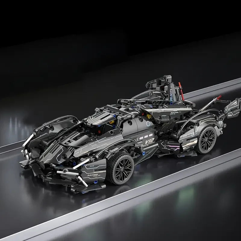 600pcs Cool Sports Car Building Blocks, Stylish, Sleek Black Racing Car. Challenging to assemble! The perfect Christmas gift.