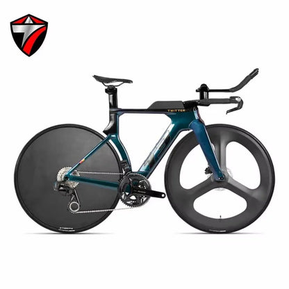 TT Bicycle Disc Brake Time Trial Triathlon Complete Bike T3 Carbon Fiber Wheelset 24 Speed ETap AXS-12S Lightweight Full