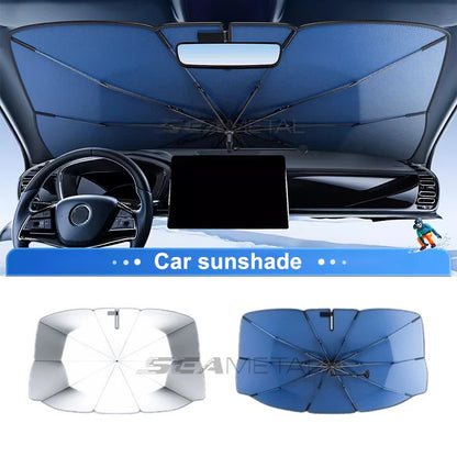 SEAMETAL Upgraded Windshield Sun Shade for Car Heat Insulation Sun Protection Cover UPF50+ UV Blocking Auto Sunshade Umbrella