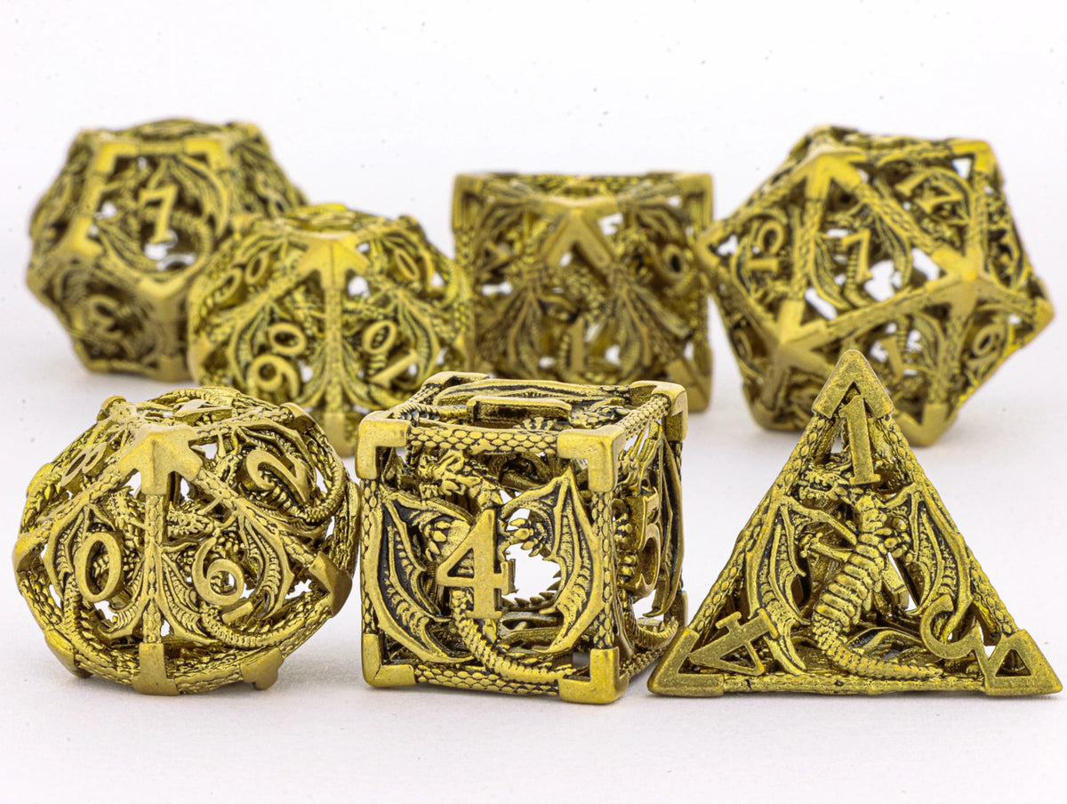 DND Dice Set Metal Dice Dungeons and Dragons Dice Gift Polyhedral Dice Set, Role Playing Dice D20 Hollow Polyhedral Dice Set
