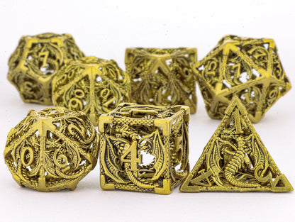 DND Dice Set Metal Dice Dungeons and Dragons Dice Gift Polyhedral Dice Set, Role Playing Dice D20 Hollow Polyhedral Dice Set