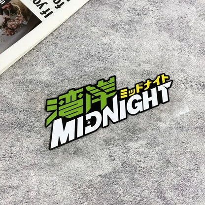 1PC MIDNIGHT JDM Laser Motorcycle Sticker Waterproof for Motorbike Front Fairing Side Panel Car Front Winddshield Vinyl Decal