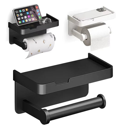 Toilet Paper Holder ﻿Aluminum Alloy Wall-Mounted Toilet Roll Holder Storage Toilet Paper Dispenser Bathroom Kitchen Towel Rack