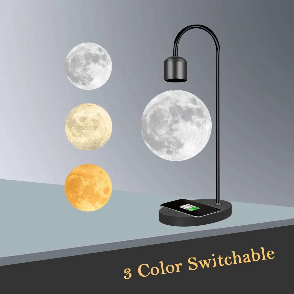 Suspended Moon Lamp 3D Printing Seamless Creative Suspended Moon Desk Lamp Home Decoration LED Night Light