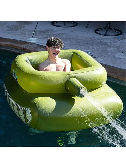 Big Size Summer Giant Tank With Watergun Inflatable  Games Adults Seats Toys Floating Truck Pool Floats Water Spray Beach Party
