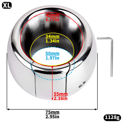 LEZEE Stainless Steel Semen Lock Rings Scrotum Drop Ring Heavy Metal Testicular Stretcher Rings Weight Hanging BDSM Cockring