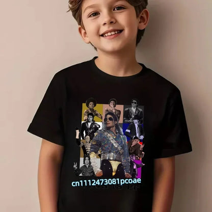 King of Pop Michael Jackson Children T-Shirt Cartoon Cotton Tops Kid Boy Girl MJ Tee Shirts Casual Clothes Birthday Gift 2026