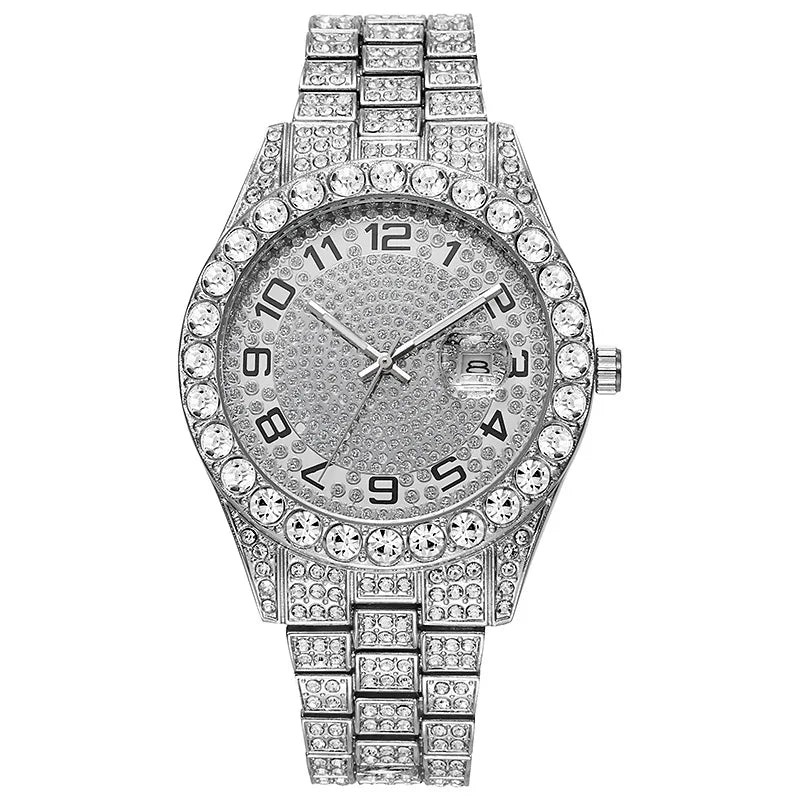 Hot Sale Diamond Watch for Men Luxury Iced Out Watches Calendar Quartz Wristwatches Male Clock Relogio Masculino Drop Shipping