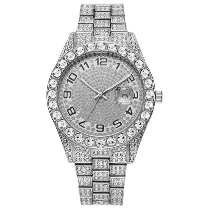 Hot Sale Diamond Watch for Men Luxury Iced Out Watches Calendar Quartz Wristwatches Male Clock Relogio Masculino Drop Shipping