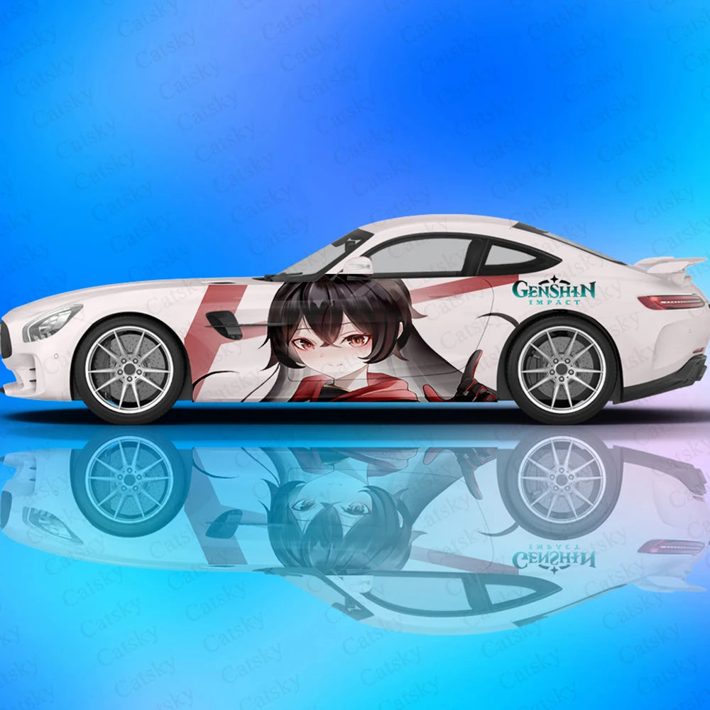 Genshin Anime Car Decals Side Graphics Wrap Vinyl Modified Car Parts Car Stickers Game Livery Custom Pattern Decals