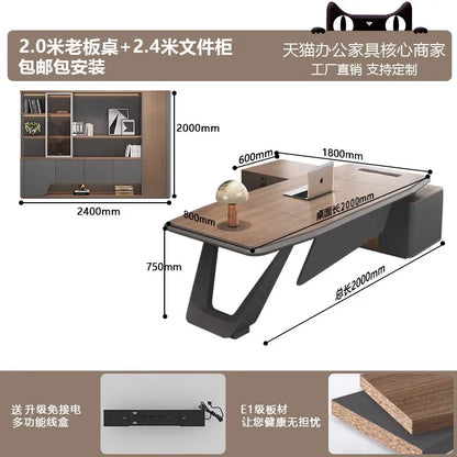 European Modern Office Desk Wooden Computer Gaming Decoration Drawer Office Desk Luxury Storage Meuble Bureau Home Furniture