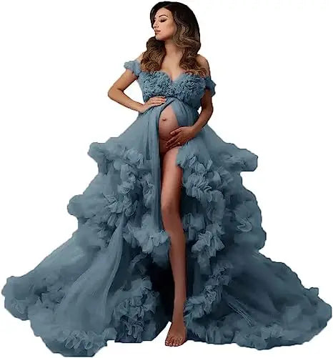 Sexy Maternity Gowns Photoshoot  Ruffles baby shower платье для беременных فساتين حوامل vestidos para embarazadas photoshoot