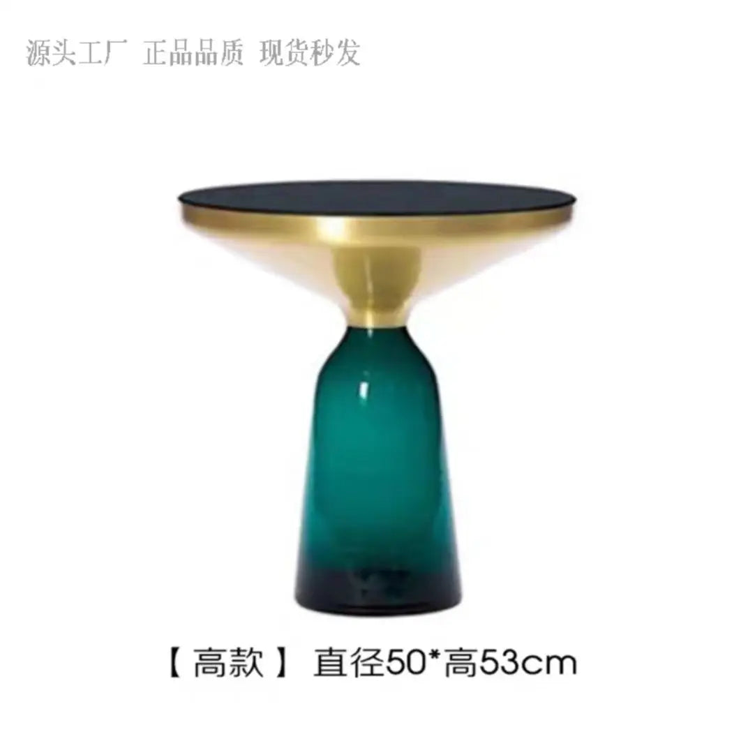 Modern Light Luxury Glass Coffee Table Creative Living Room Balcony Colorful High-end Table on The New Nordic High-end