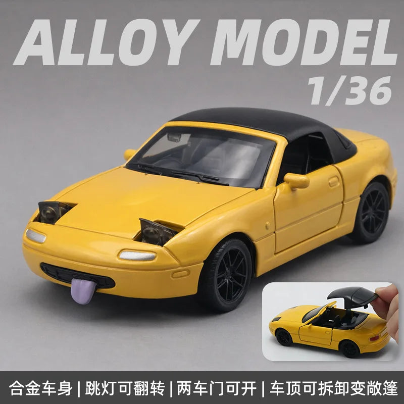 1:36 MX-5 MX5  RX7 R34 Series alloy car model with openable door convertible sports car boy pull-back toys as gifts as ornaments