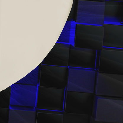 1 Piece 3D Geometric Square Fitted Sheet Black Blue Luminous Cube Texture Soft Microfiber Bedding For Modern Bedroom Decor