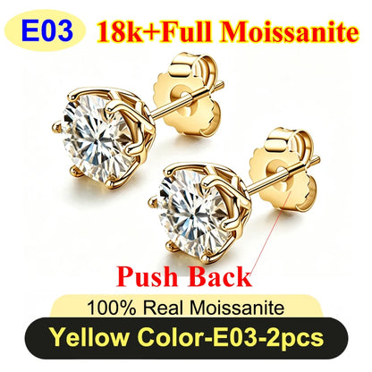 Premium 0.5-3ct Moissanite Diamond Stud Earrings for Women Original 925 Sterling Silver Screw Back Women Moissanite Earring