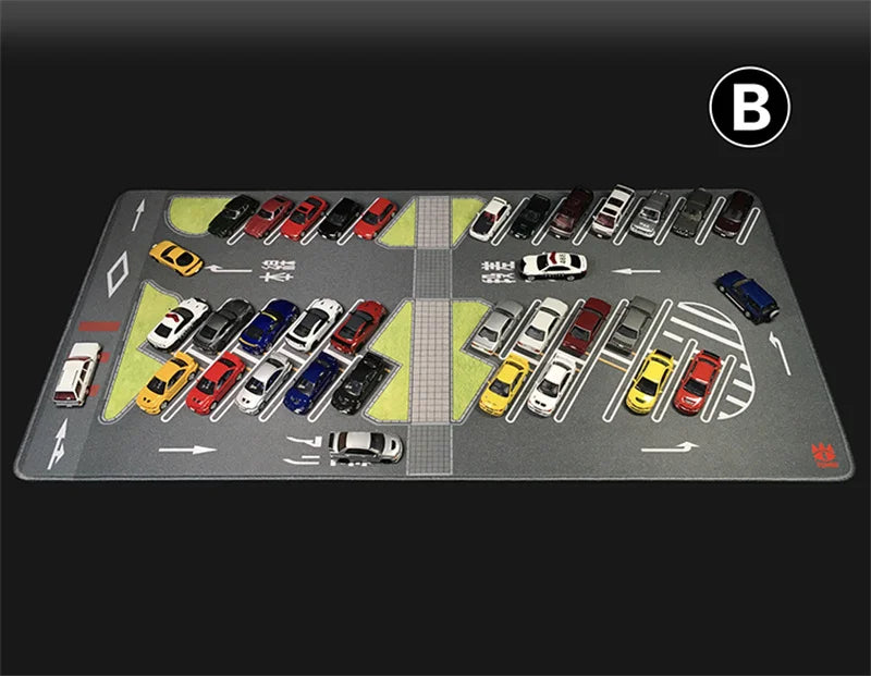 80CM 1:64 Scale Model Car Scene Mat Large Parking Lot Mat for Diecast Vehicle Scene Display Toy Mouse Pad Scene Show Toy