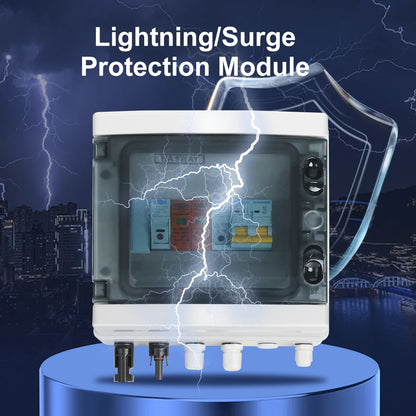 TOMZN Solar Photovoltaic PV Combiner Box With Lightning Protection 1 Input 1 Out DC 600V Fuse MCB SPD Waterproof Box IP65