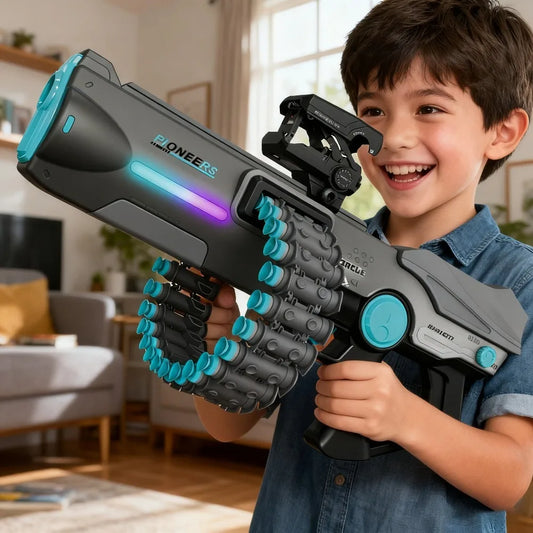 Dual Mode Electric & Manual Soft Bullet Toy Gun, Full Automatic Dart Blaster with Scope Outdoor Shooting Game Gift for Boys Kids
