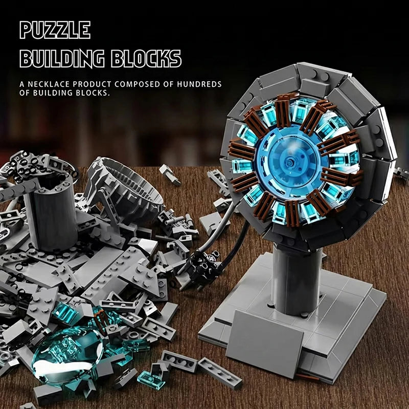 Superheroes MOC Building Blocks Sets Iron Core Reaction Furnace Creative Bricks Building Toys for Adult Gifts Room Decoration